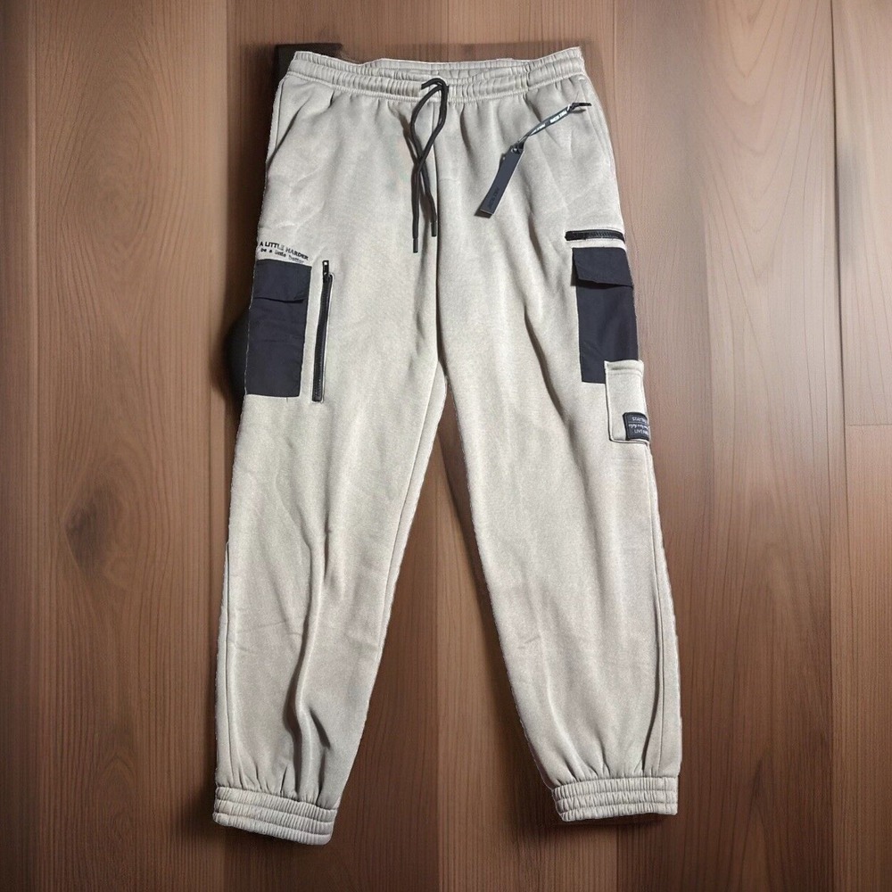 NWT Public Record Cargo Jogger Pants Gray Large Drawstring